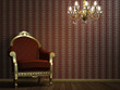 classic armchair with lamp and golden details
