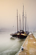 sailing boat on a cold day in winter