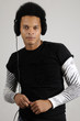 male model with headphones