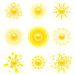 Vector set of abstract glossy sun collection