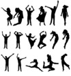dance many people silhouette. vector illustration