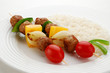 Dinner kebab - grilled meat,vegetables and rice