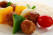 Dinner kebab - grilled meat,vegetables and rice