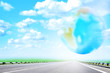 abstract planet and car road abstract planet and car road
