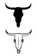 Set of two tribal tattoo steer skulls