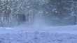 Truck driving on country road in the snow, Sweden