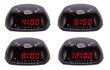 Radio alarm clock displaying time Radio alarm clock displaying time