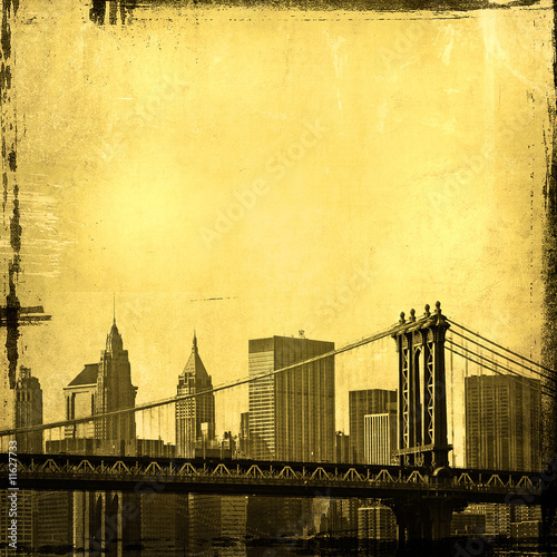 Illustration: grunge image of new york skyline grunge image of new york skyline
