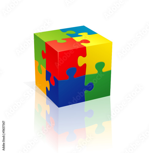 Cube puzzle in vector with 3d effect