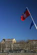 Drapeaux et rive du rhone Drapeaux et rive du rhone