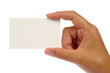 Hand holding an empty business card. Isolated on white. Hand holding an empty business card. Isolated on white.