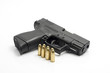 pistol and bullets isolated
