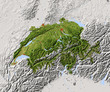 Illustration : Switzerland, shaded relief map, colored for vegetation Switzerland, shaded relief map, colored for vegetation