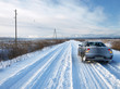 Car on a snowy road Car on a snowy road