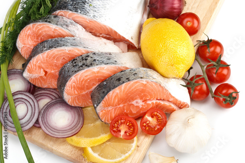 Fresh salmon with vegetables Fresh salmon with vegetables