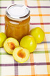 Plum jam and some fresh fruits Plum jam and some fresh fruits