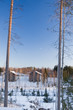 Winter landscape with cottages Winter landscape with cottages