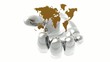 colorful world map silhouette rotated on the hand, loop