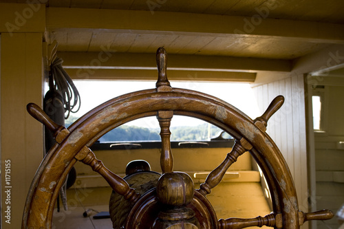 Photo: Vintage wooden steering wheel Vintage wooden steering wheel