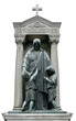 Mature tombstone sculpture of Jesus Christ with children