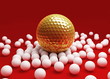 ball for golf on a red background