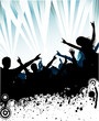 Party card   illustration with silhouette
