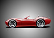 Rotes klassisches Cabrio (grauer Hintergrund)
