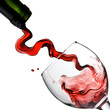 Pouring red wine in goblet isolated on white Pouring red wine in goblet isolated on white
