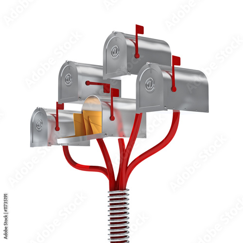 Illustration: nice 3d mailbox email tree isolated nice 3d mailbox email tree isolated