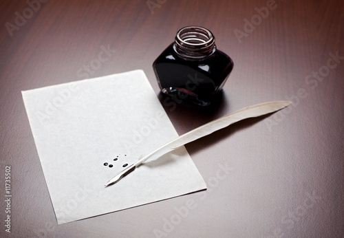 Photo: Quill, ink and paper Quill, ink and paper