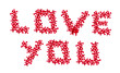 Love You en pétales de roses