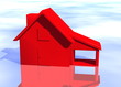 Red House Spinning on Blue-Sky Concept Market Danger