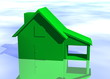 Green House on Blue-Sky Concept Environmental Living