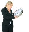 Shocked Businesswoman Look At Clock