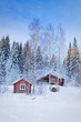 Small wooden house in winter forest Small wooden house in winter forest