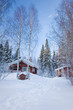 Small wooden house in winter forest Small wooden house in winter forest