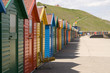Colourfull painted beach huts at Whitby