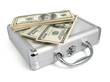 Photo: packs of dollars money on the silver suitcase packs of dollars money on the silver suitcase