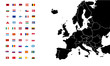 Europa Landkarte mit allen Flaggen