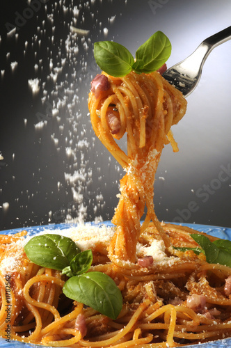 Photo: Spaghetti alla amatriciana - Primi piatti del Lazio - Rieti Spaghetti alla amatriciana - Primi piatti del Lazio - Rieti