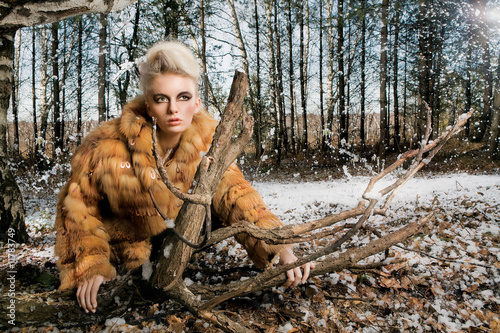 Photo: Woman Wearing Fur Coat Woman Wearing Fur Coat