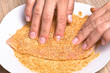 Preparing cutlets from the chicken breast.