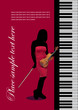 Piano with violin. Vector colored illustration. Cover for book