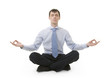 Businessman is sitting in yoga position Businessman is sitting in yoga position