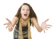Very surprised woman looking in the camera Very surprised woman looking in the camera