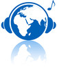 Earth music world headphones on Eastern hemisphere planet