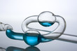 analysis test tubes, blue liquid