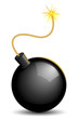 Explosive bomb with burning fuse