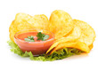 Potato chips and ketchup