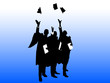 Graduate hat throwing